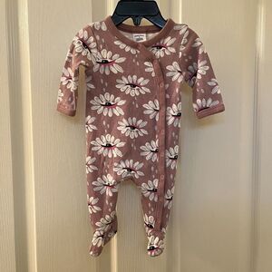 Nordstrom by Cristina Martinez Pink Timber Eye Petals Footie Cotton Size Newborn